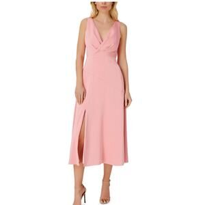 Aidan Mattox Satin Sleeveless Colorful A-Line Midi Cocktail Dress Pink Size 10